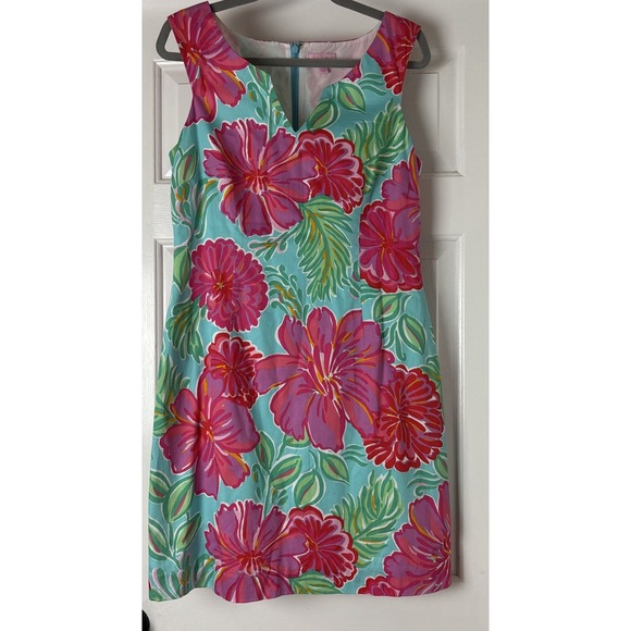 Lilly Pulitzer Taytay Dress size 10 Shorely Blue Bellina Summer Floral Sun Dress - Picture 1 of 14